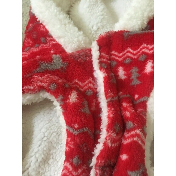 Pet Dog Graphic Print Fleece Faux Fur Vest Jacket Top Holiday Size L Red White - Picture 5 of 10